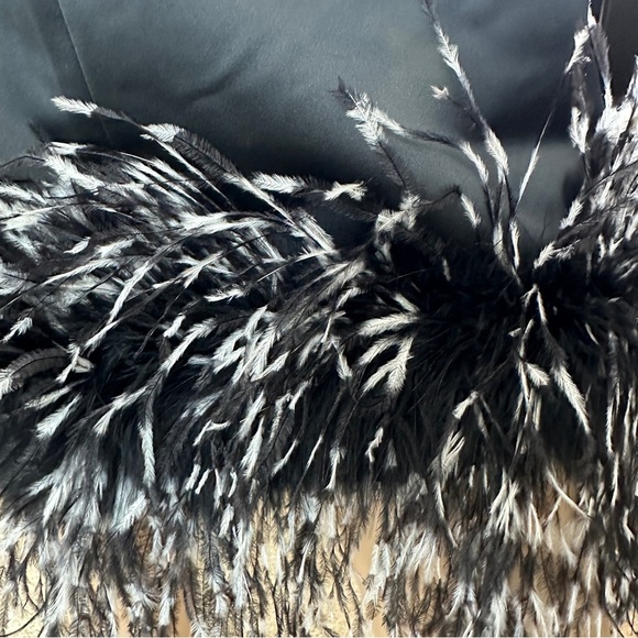 Per Se Elegant Black Feather Trim Skirt 4 - Picture 3 of 4